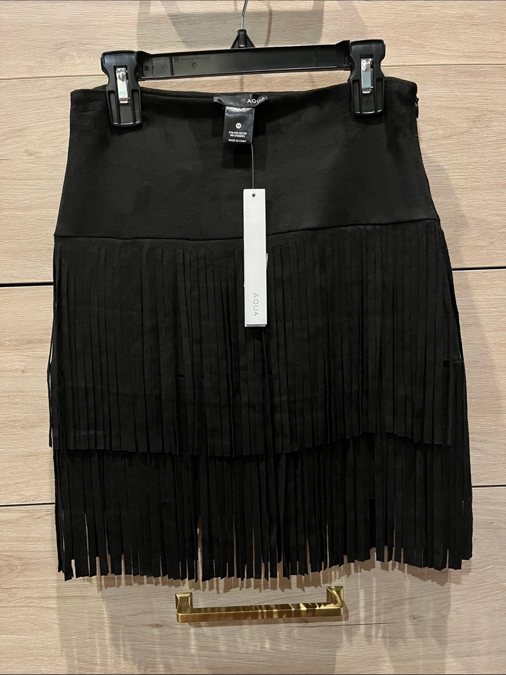 Aqua Black Fringe Tiered Mini Skirt